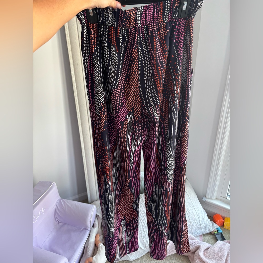 Tyche Black and Pink Wide Leg Pants